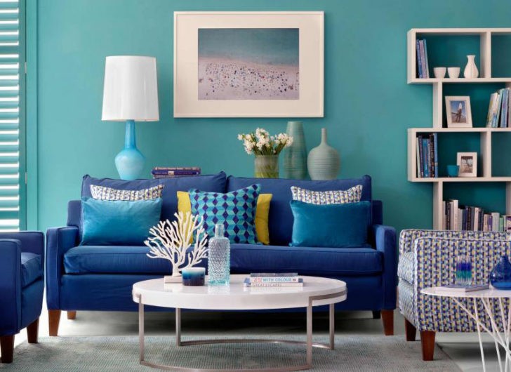 mueble azul en decoración